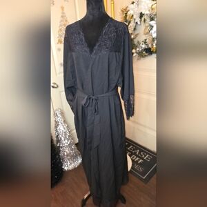 2 For $20 SEMI Sheer Black Lace Trim Robe 2x/3x